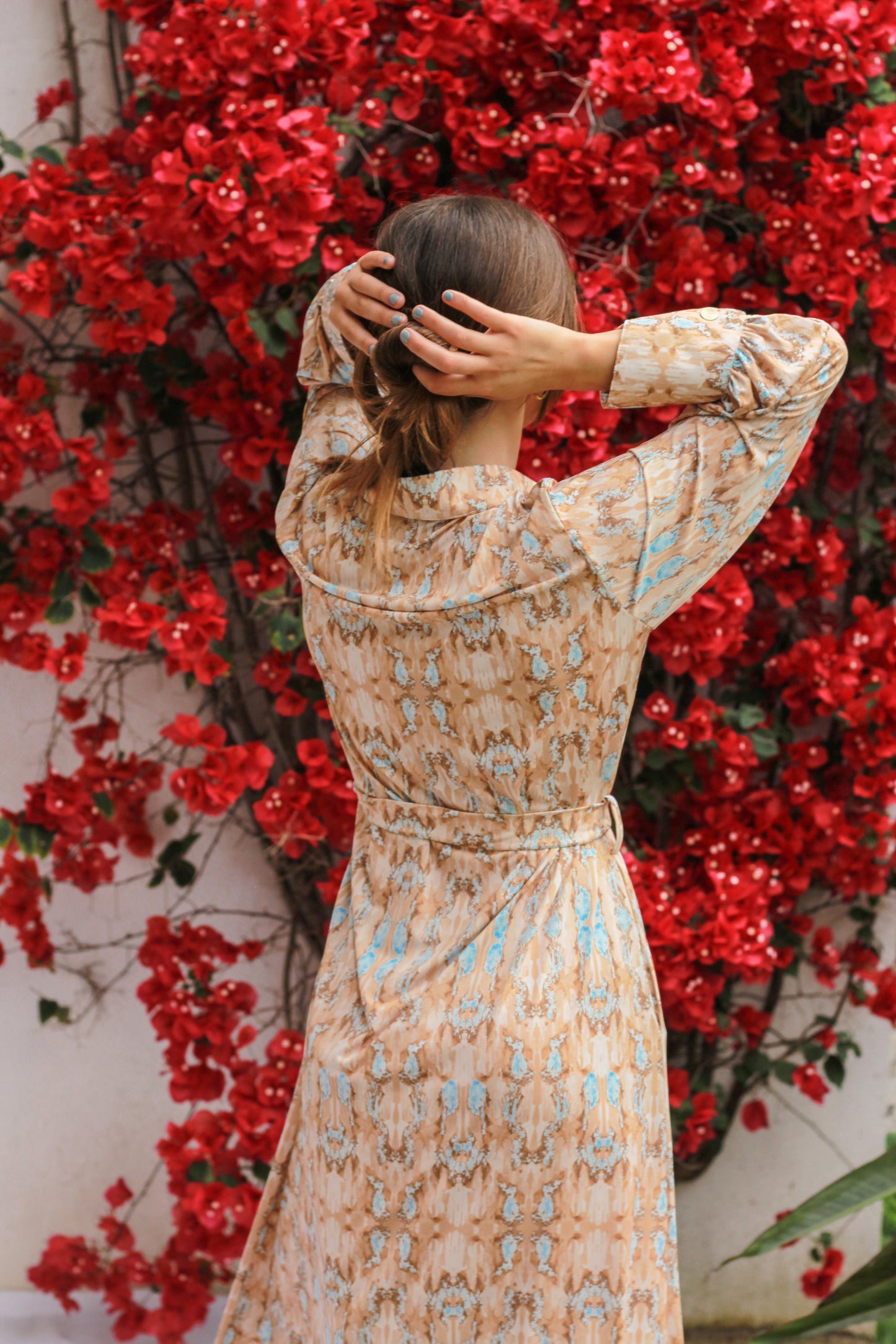 LONG SLEEVE SHIRT DRESS | BEIGE
