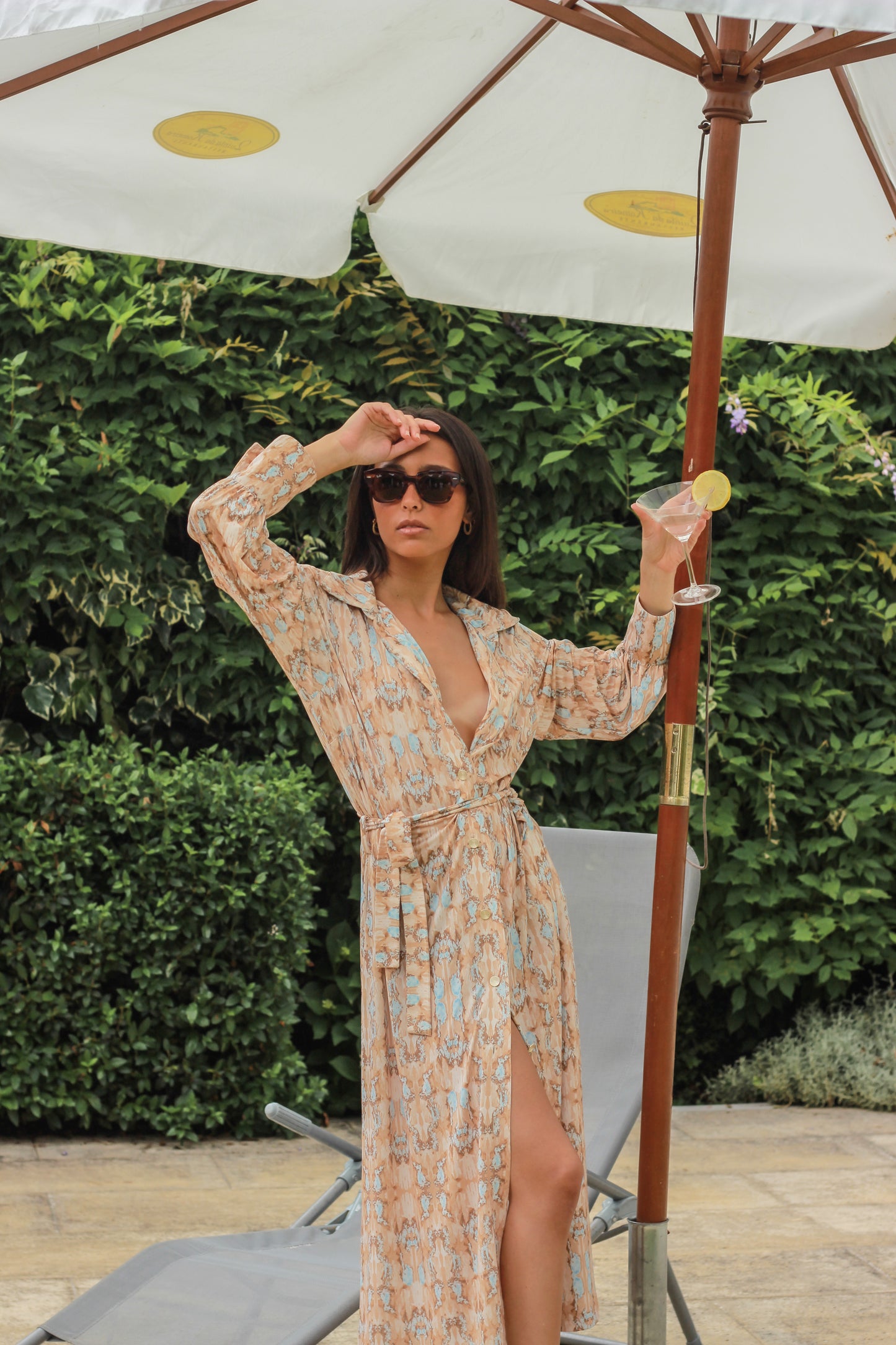 LONG SLEEVE SHIRT DRESS | BEIGE