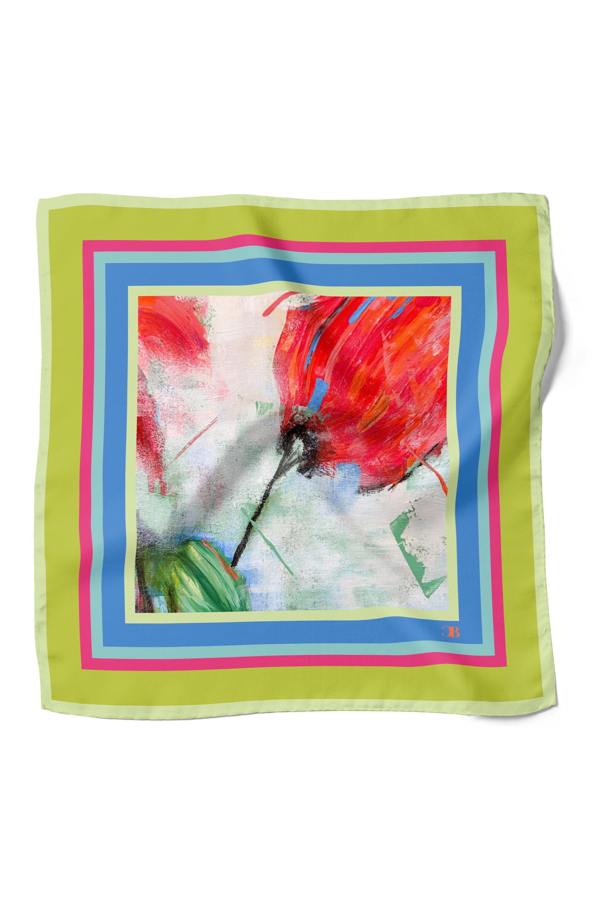 Colorful scarf with floral design on a white background